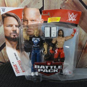 Steve Austin & Aj Styles Battle Pack W contract~NIP~Sealed~Action fi…